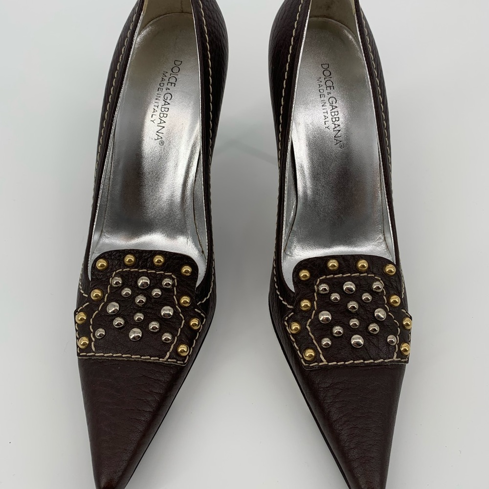 Authentic DOLCE &GABANNA High Heels  Women Leather Brown Shoes